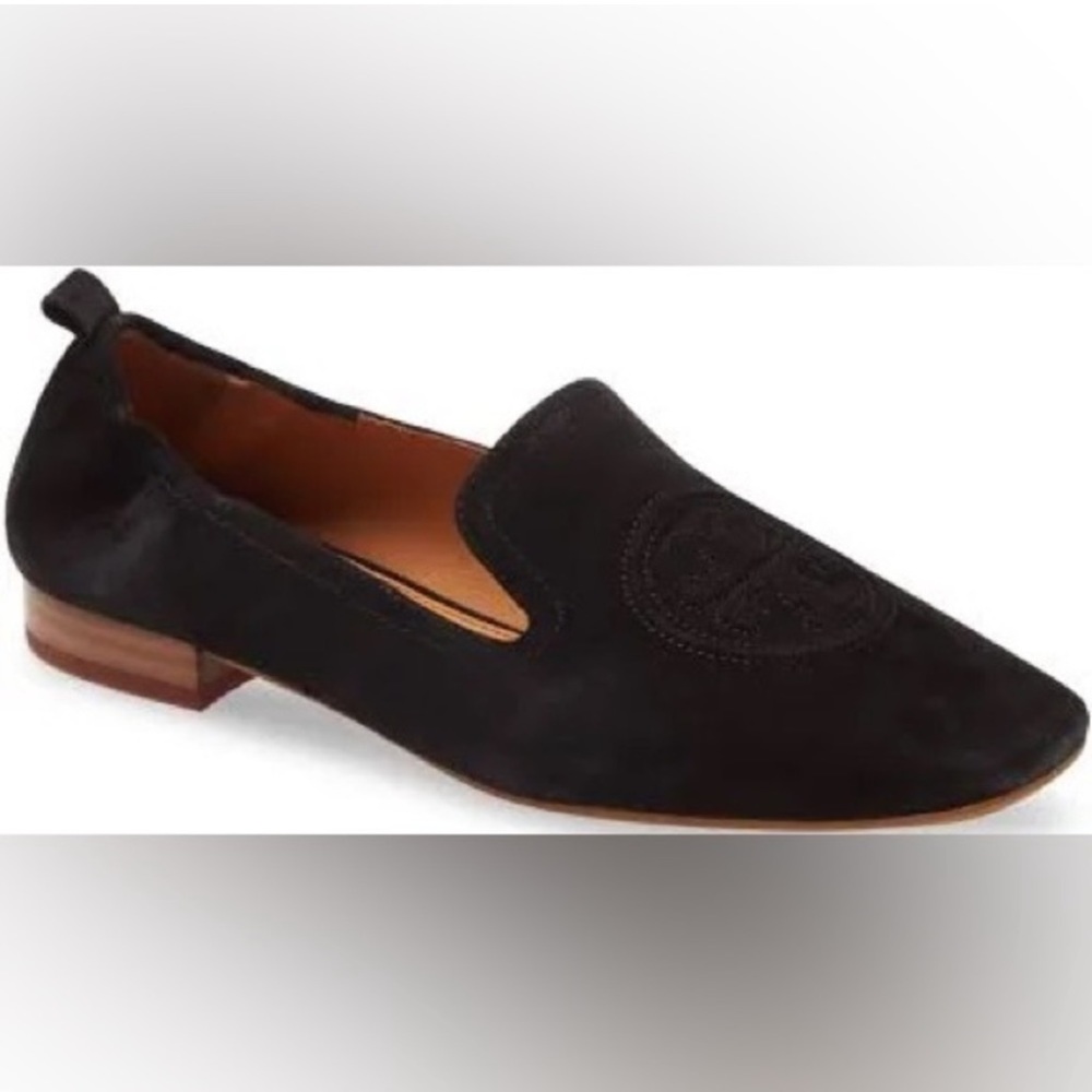 Tory Burch Leigh Elastic Black Suede Loafers
